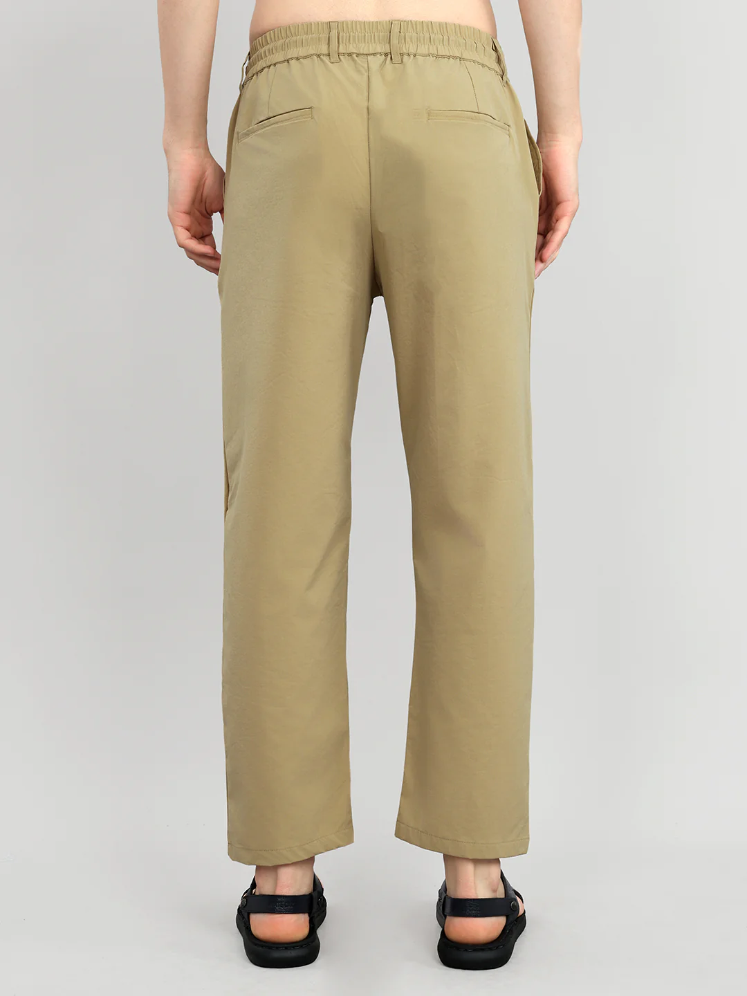 Men Khaki Solid Regular Fit Lower - Image 5