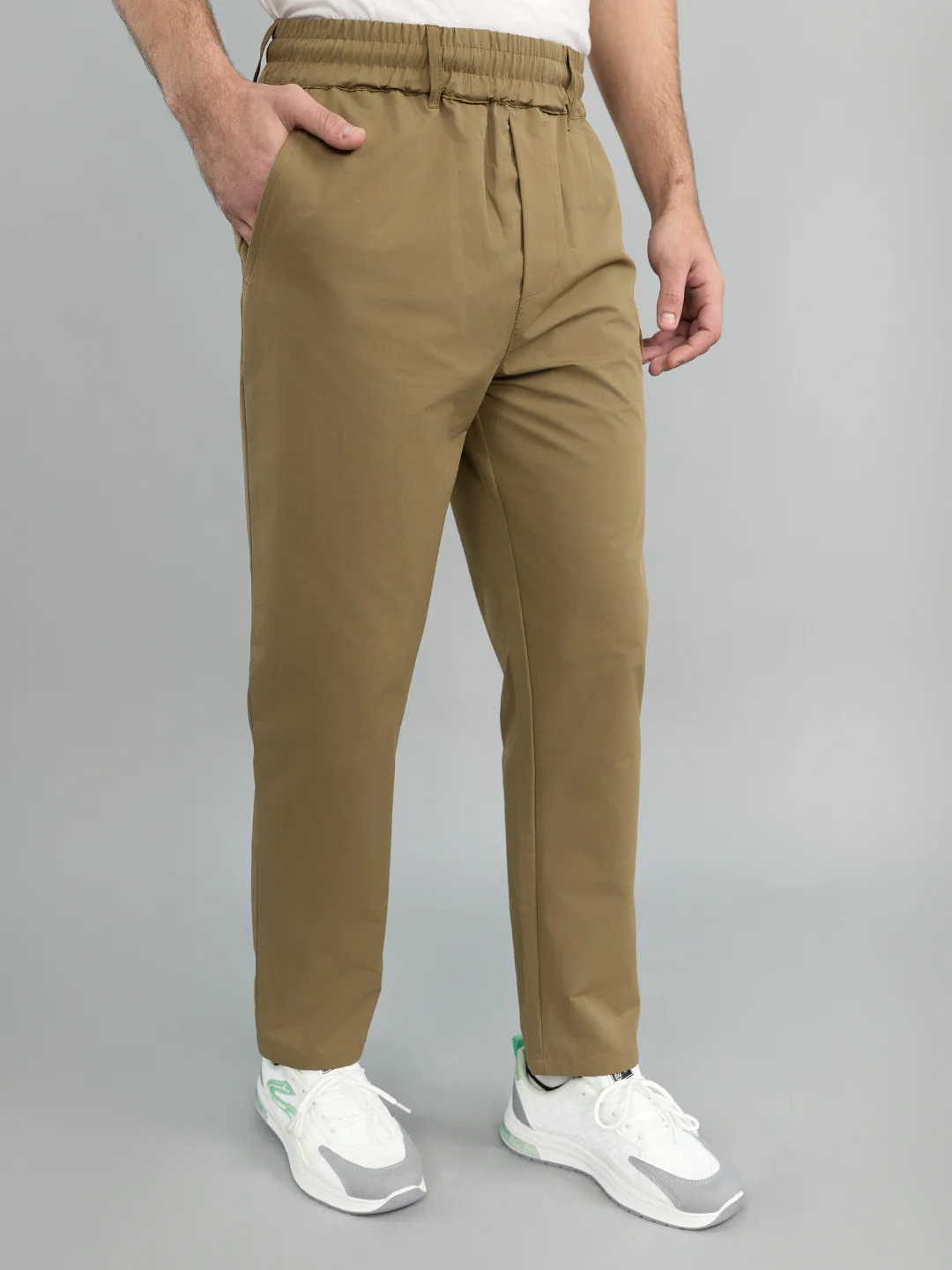 Men Khaki Solid Regular Fit Lower - Image 2