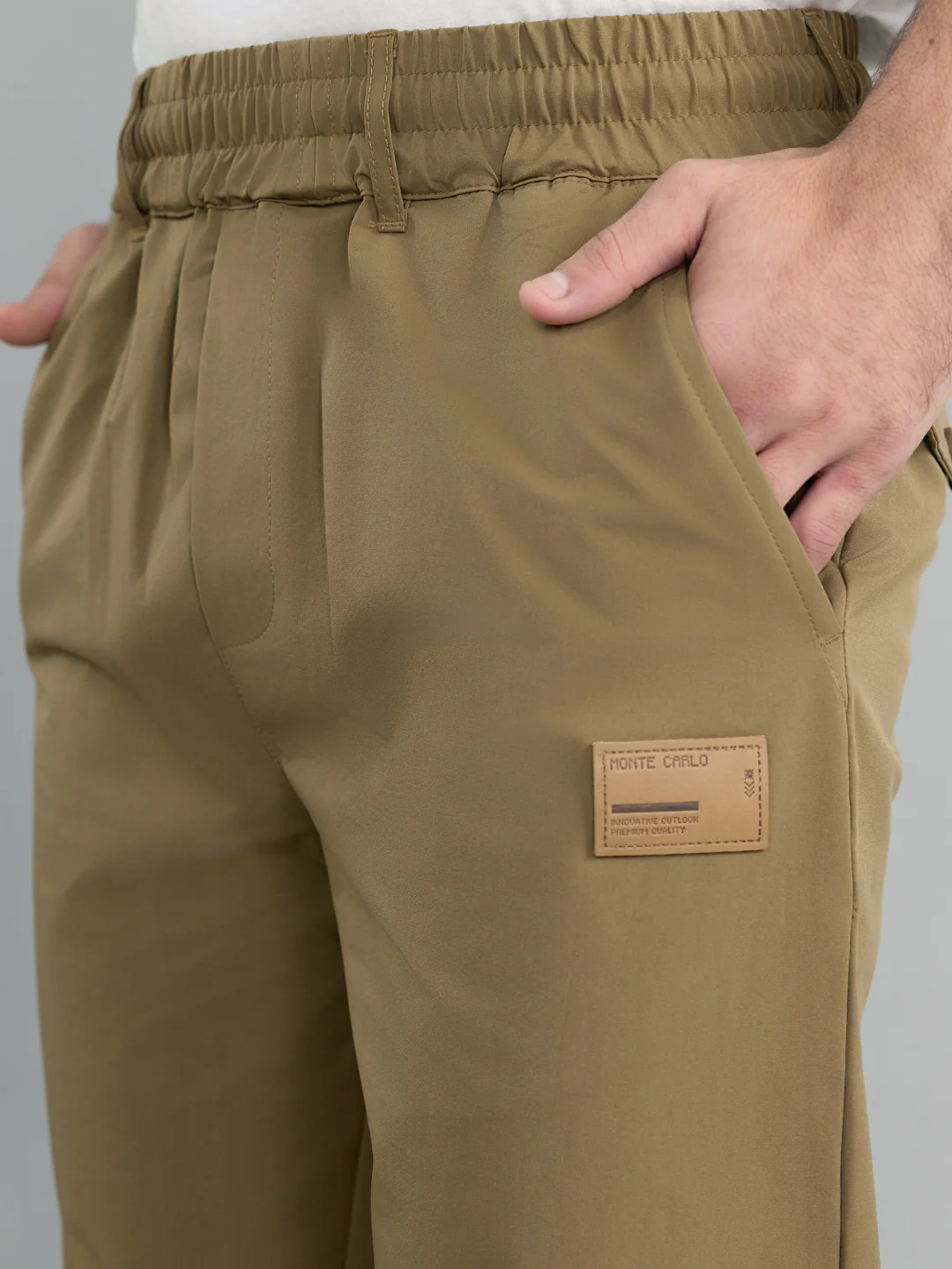 Men Khaki Solid Regular Fit Lower - Image 5