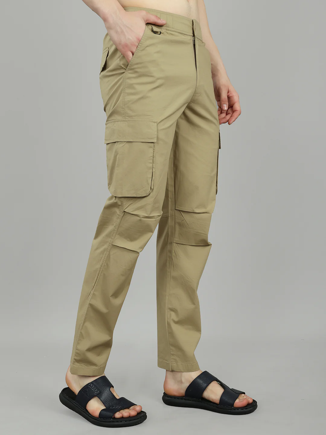 Men Khaki Solid Regular Fit Lower - Image 4