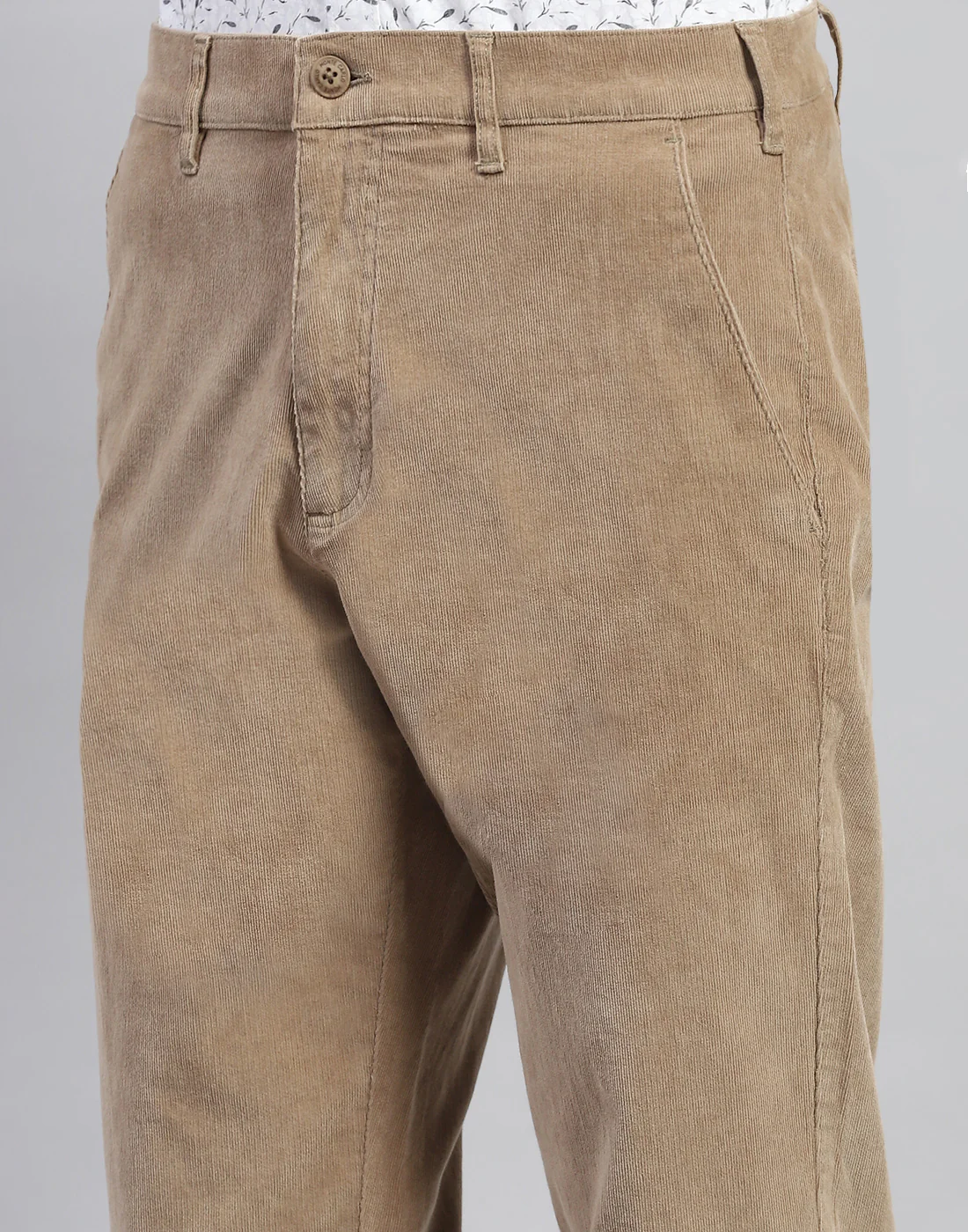 Men Khaki Solid Regular Fit Trouser - Image 6