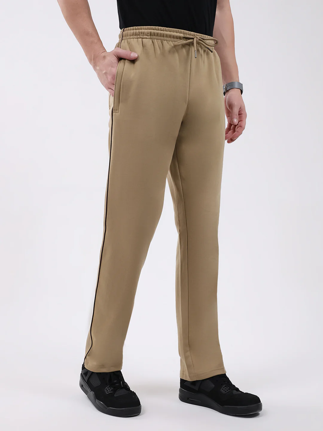 Men Khaki Solid Regular Fit Winter Lower - Image 4