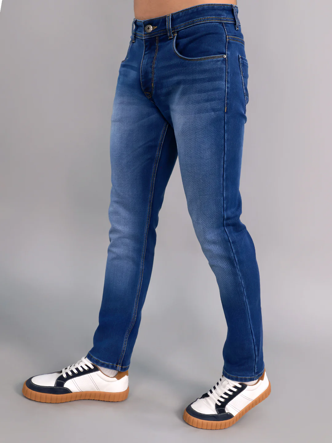 Men Light Blue Light Wash Narrow Fit Denim - Image 2