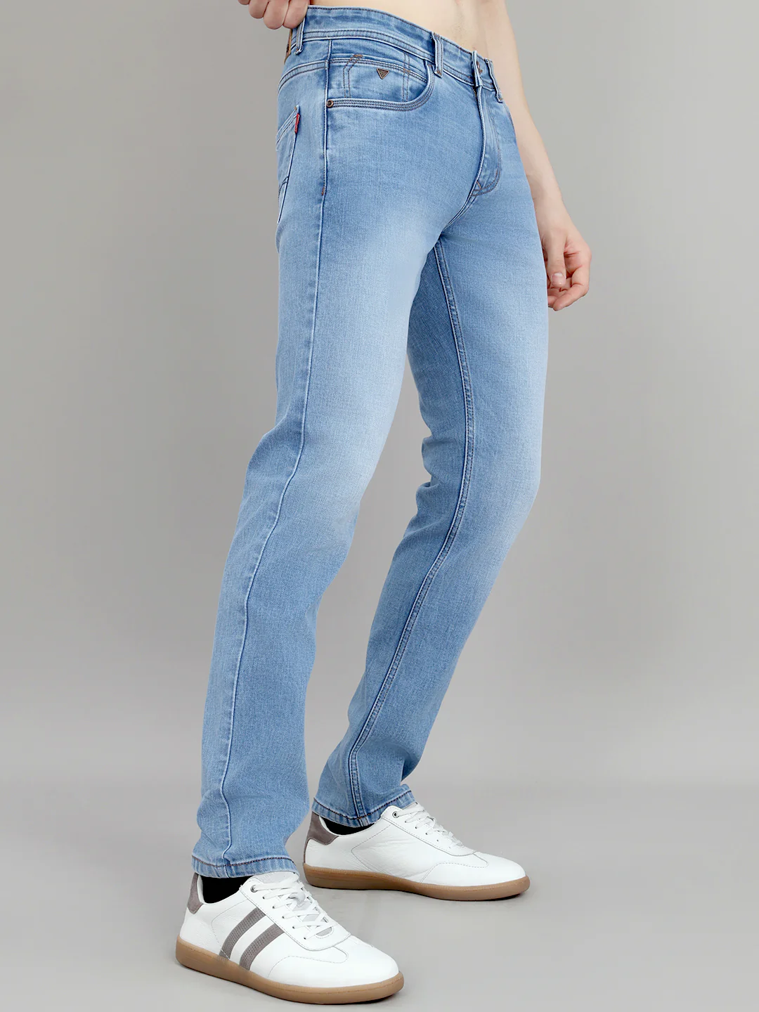 Men Light Blue Light Wash Narrow Fit Denim - Image 3