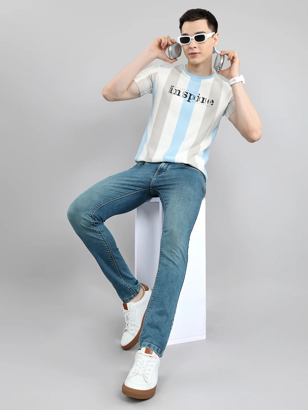 Men Light Green Light Wash Skinny Fit Denim - Image 6