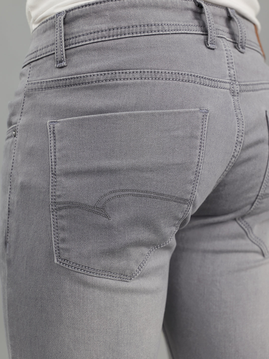 Men Light Grey Light Wash Skinny Fit Denim - Image 5