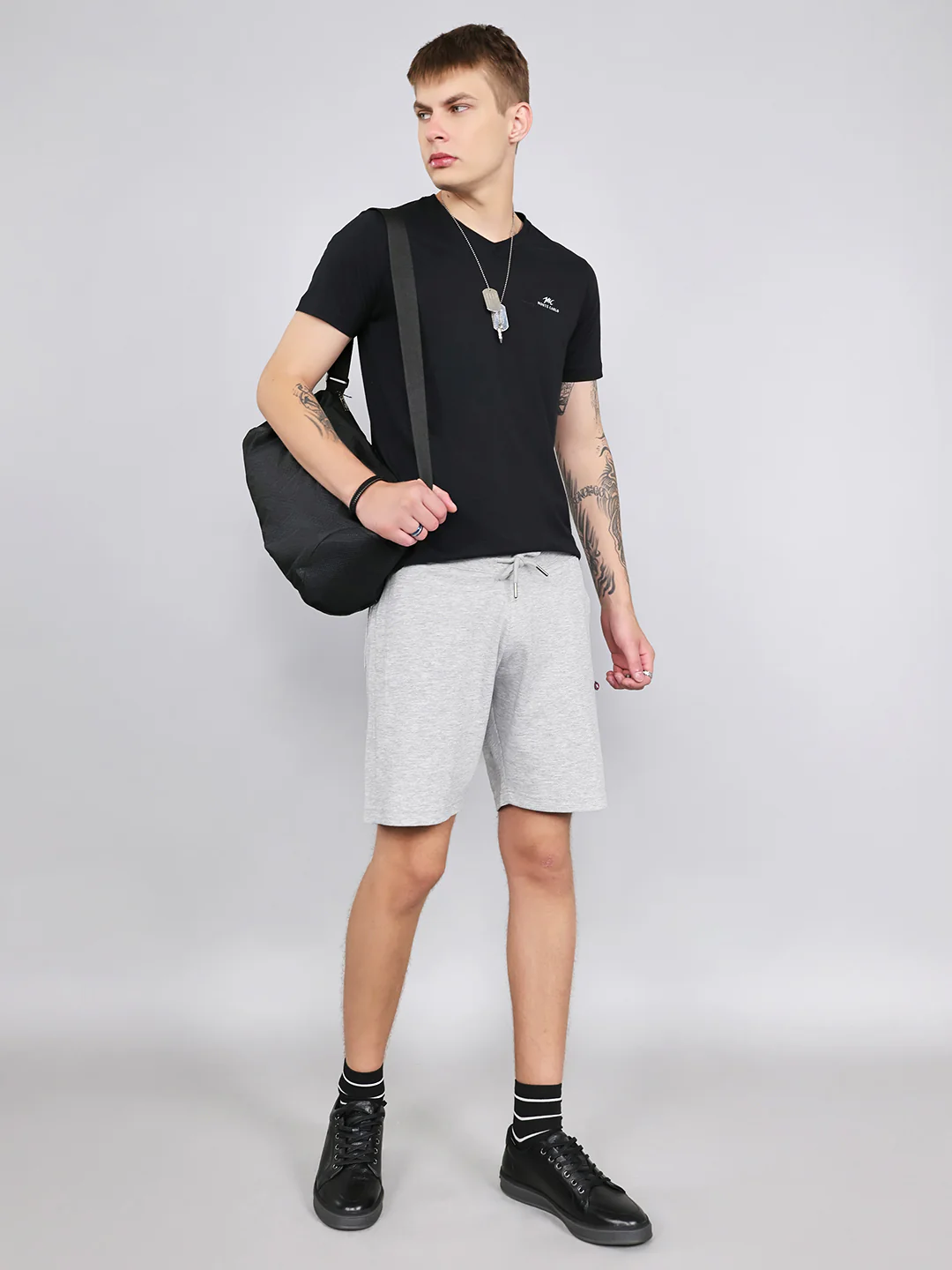 Men Light Grey Plain Regular Fit Bermuda - Image 6