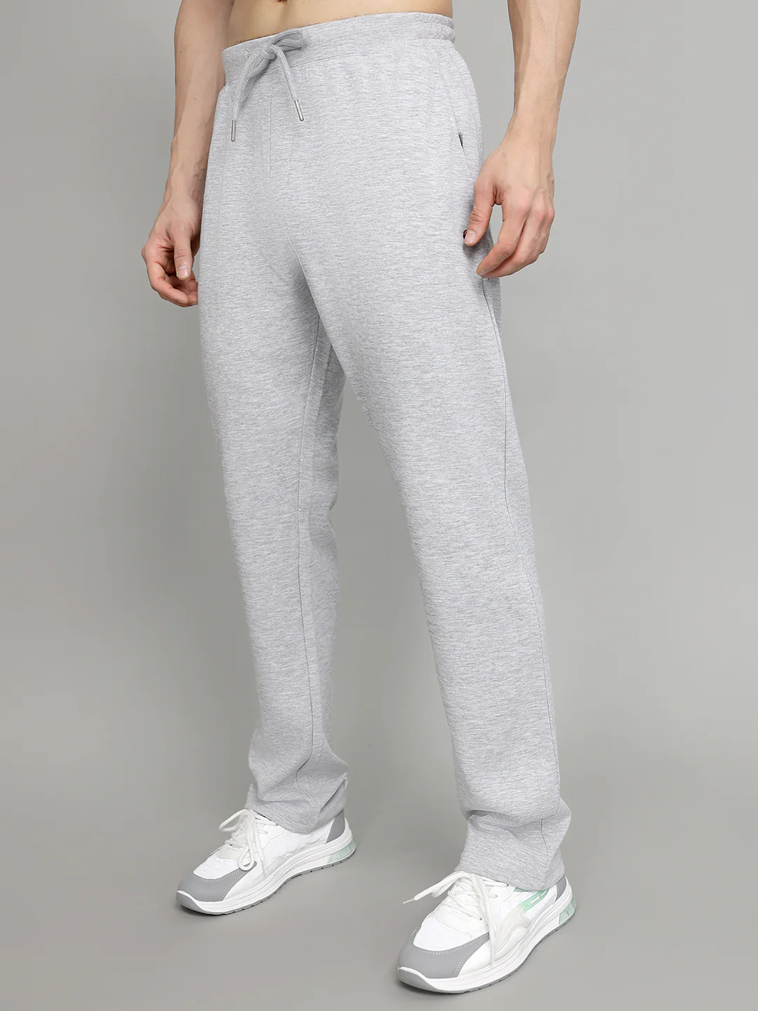 Men Light Grey Solid Regular Fit Lower - Image 2