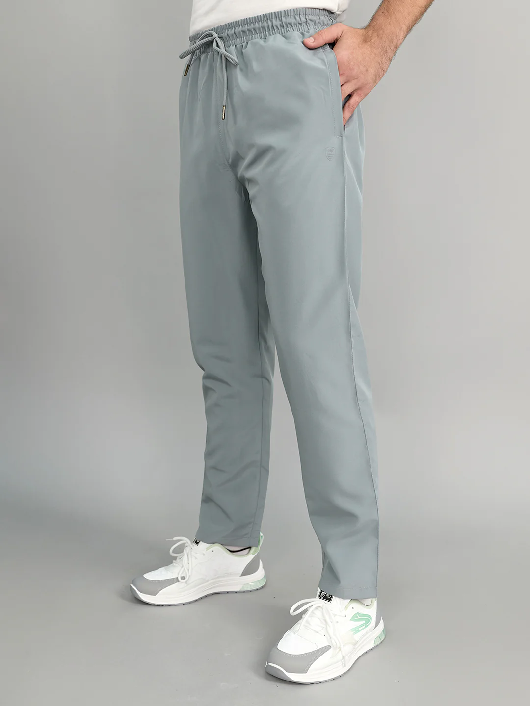Men Light Grey Solid Regular Fit Lower - Image 2