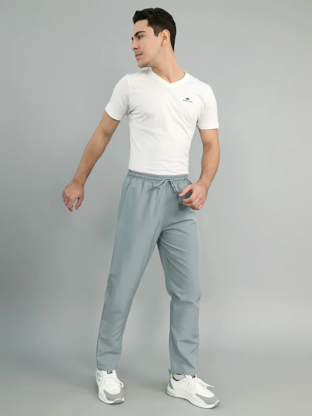 Men Light Grey Solid Regular Fit Lower - Image 6