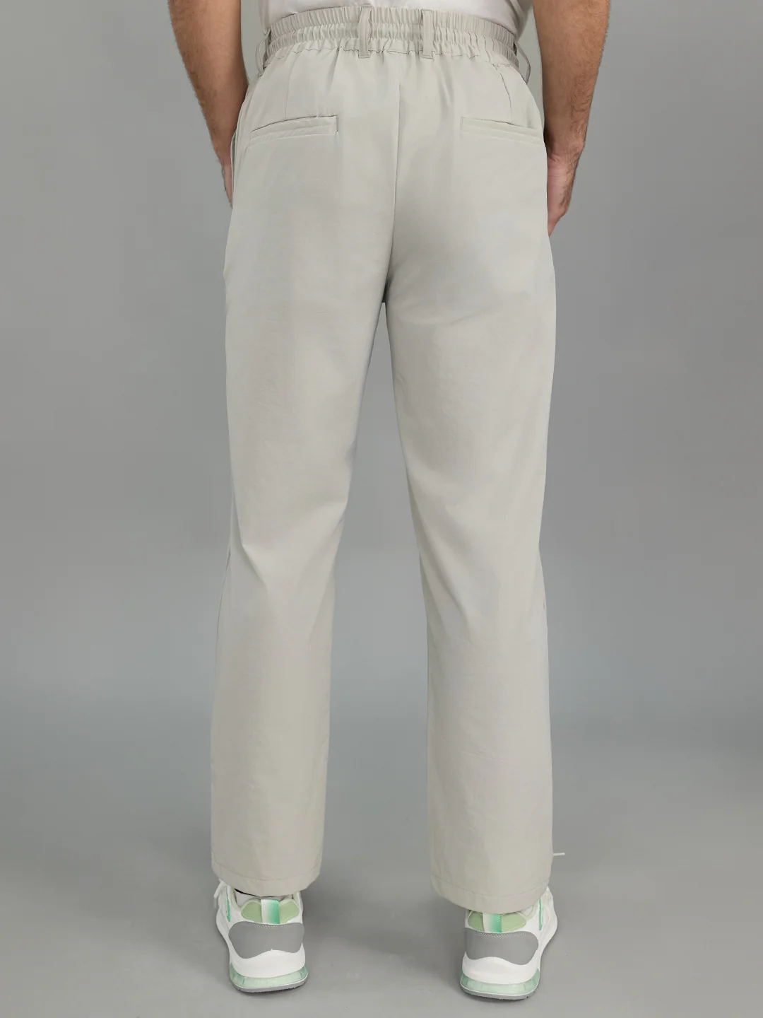Men Light Grey Solid Regular Fit Lower - Image 4