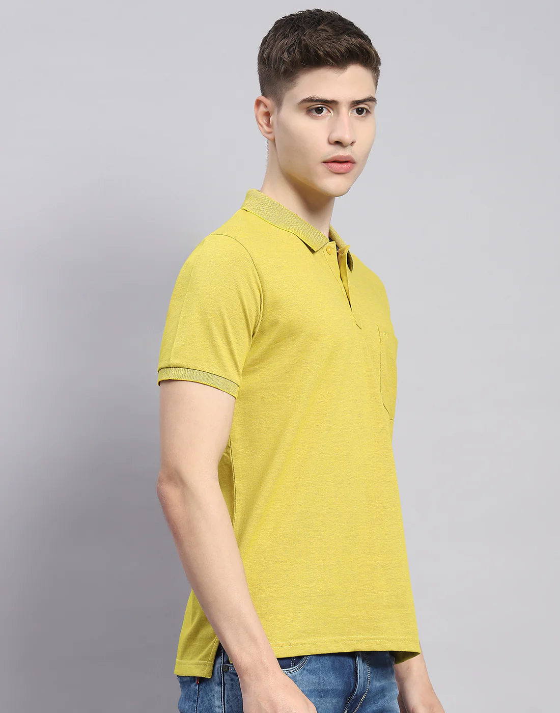 Men Lime Green Solid Polo Collar Half Sleeve T-Shirt - Image 4