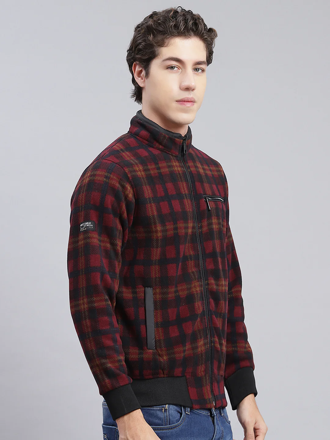 Men Maroon & Black Solid Cotton Blend Sweatshirt - Image 3
