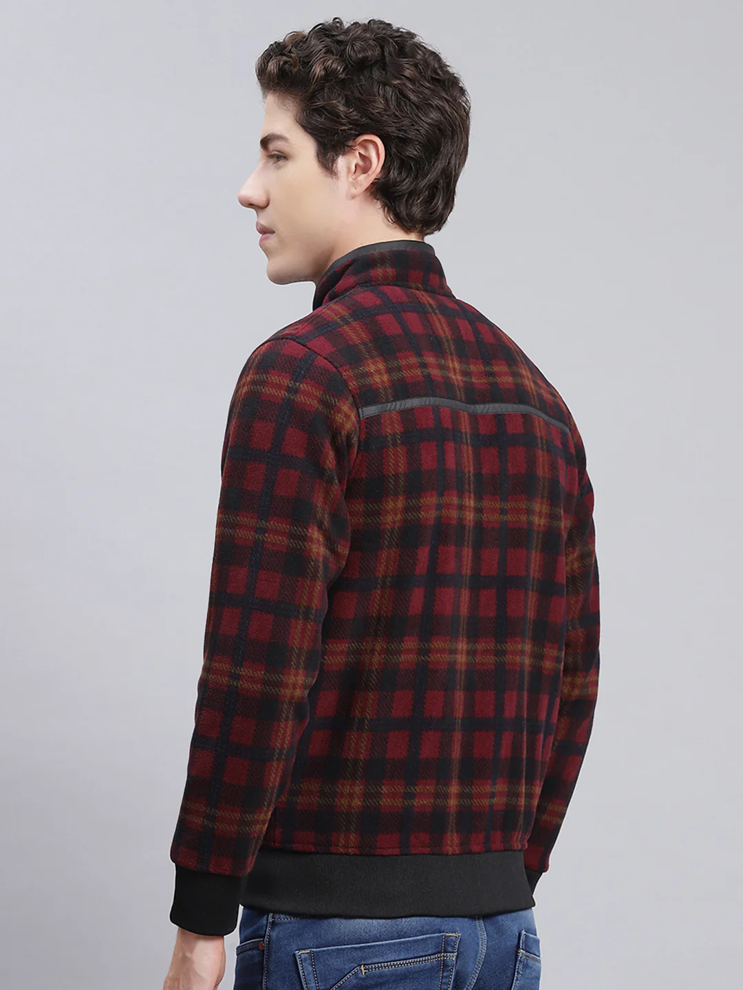Men Maroon & Black Solid Cotton Blend Sweatshirt - Image 5
