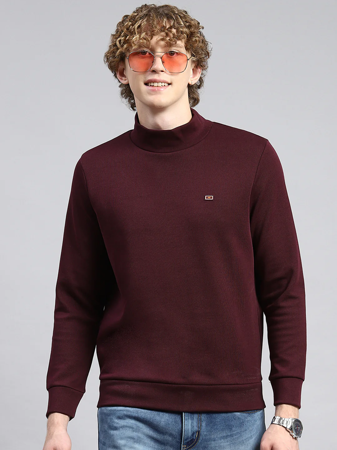 Men Maroon Plain T-Shirt - Image 2