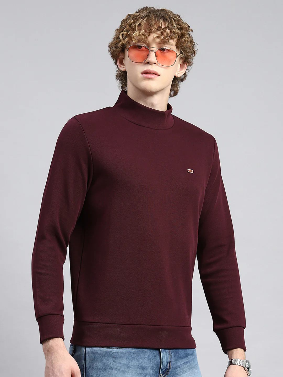 Men Maroon Plain T-Shirt - Image 3