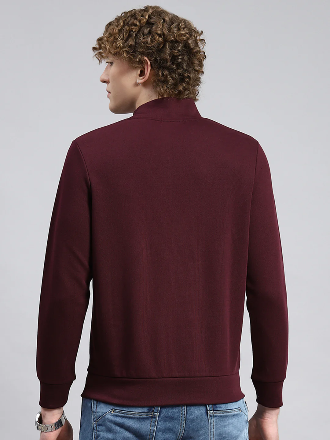 Men Maroon Plain T-Shirt - Image 5