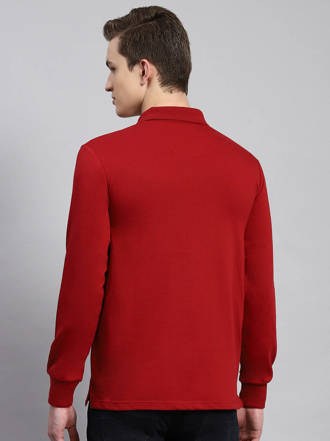 Men Maroon Plain Winter T-Shirt - Image 5