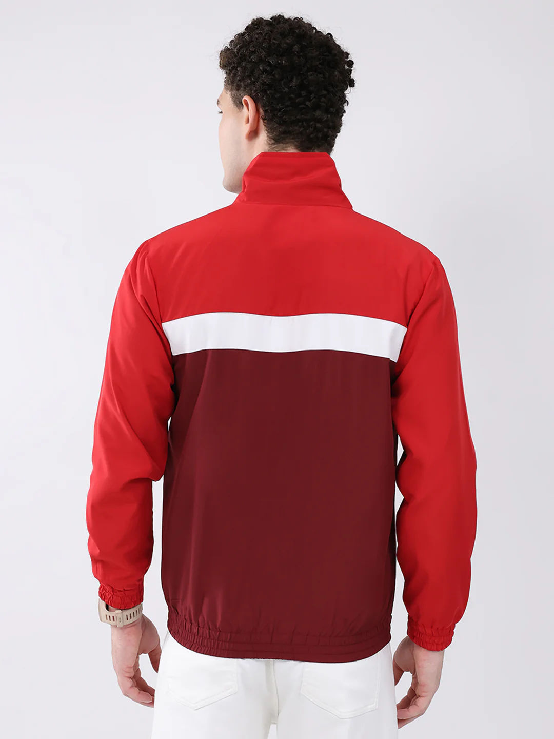 Men Maroon Printed Collar Full Sleeve Jacket - Image 5