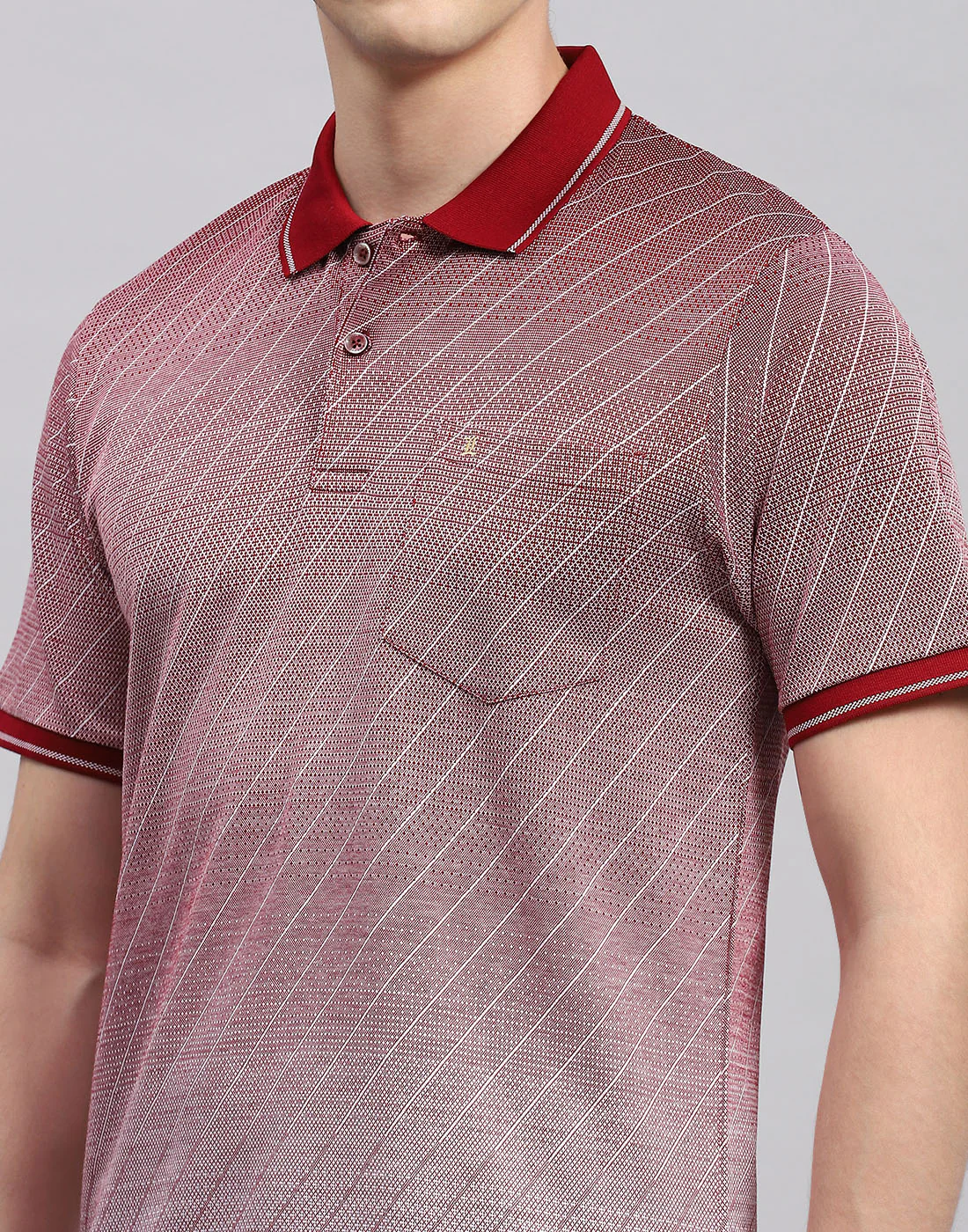 Men Maroon Printed Polo Collar Half Sleeve T-Shirt - Image 6