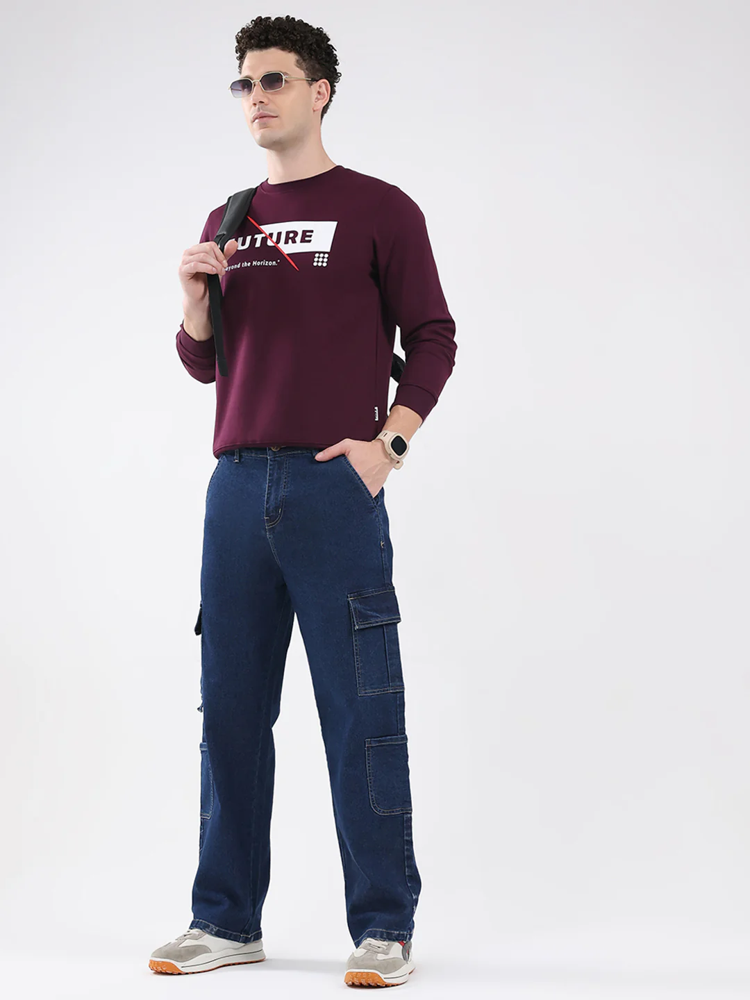 Rock.it Men Maroon Printed Round Neck Full Sleeve Sweatshirt - Image 2