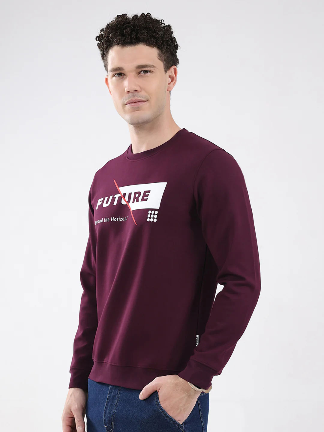 Rock.it Men Maroon Printed Round Neck Full Sleeve Sweatshirt - Image 3