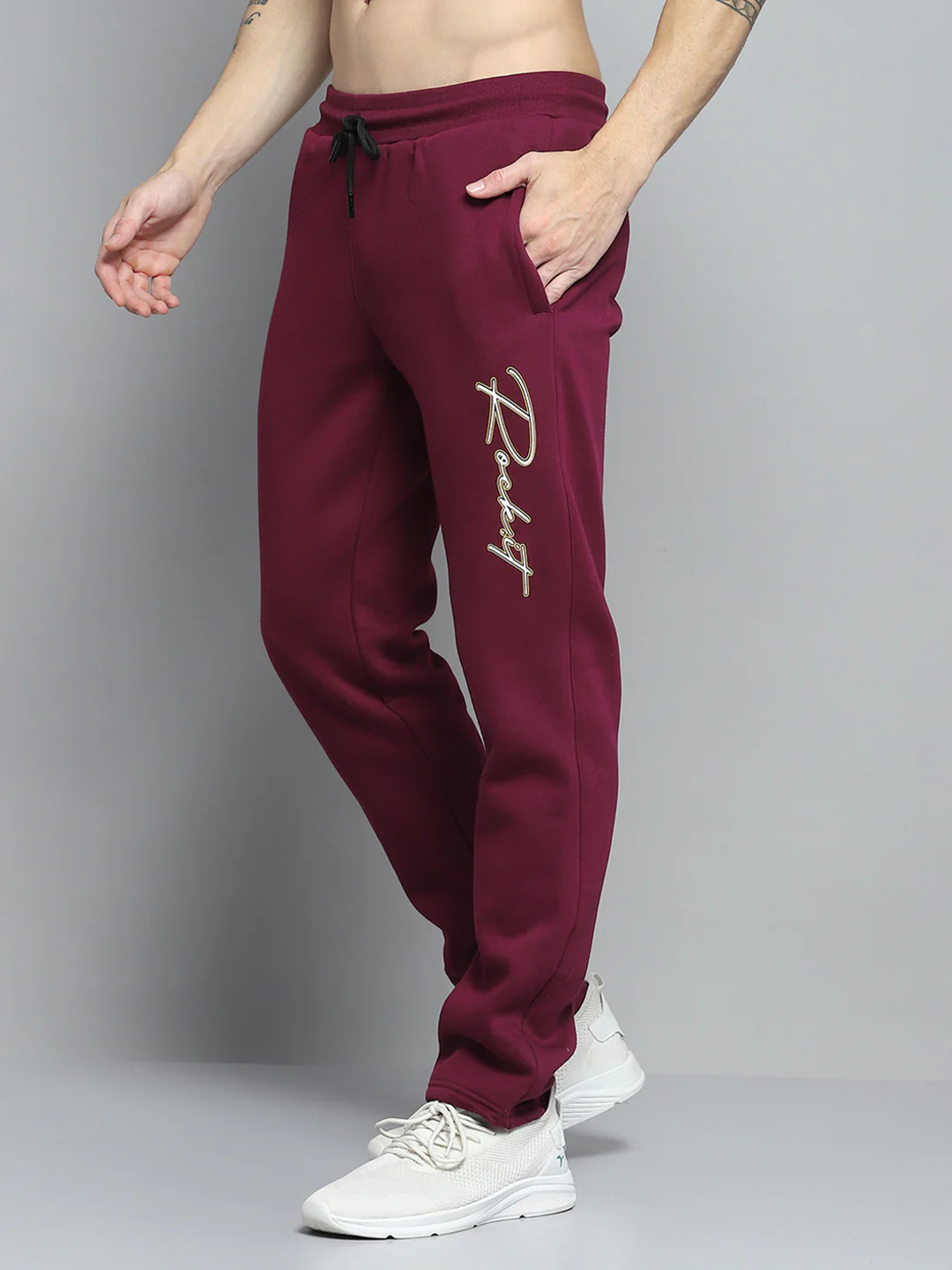 Rock.it Men Maroon Printed Round Neck Full Sleeve Winter Tracksuit - Image 7