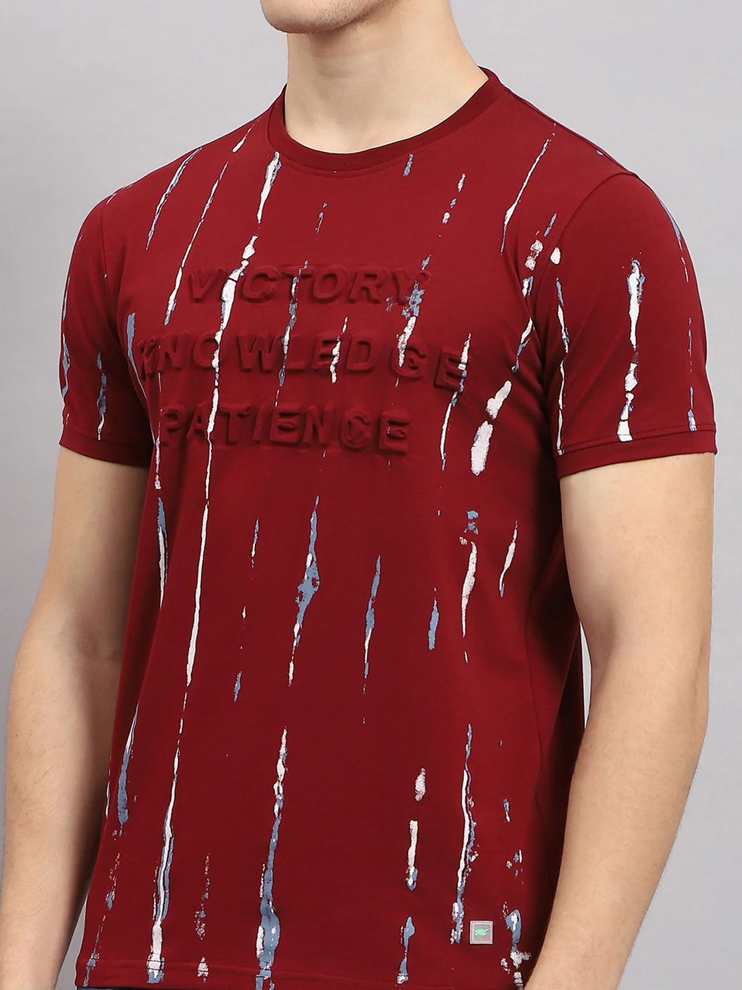 Men Maroon Printed Round Neck Half Sleeve T-Shirt - Image 7