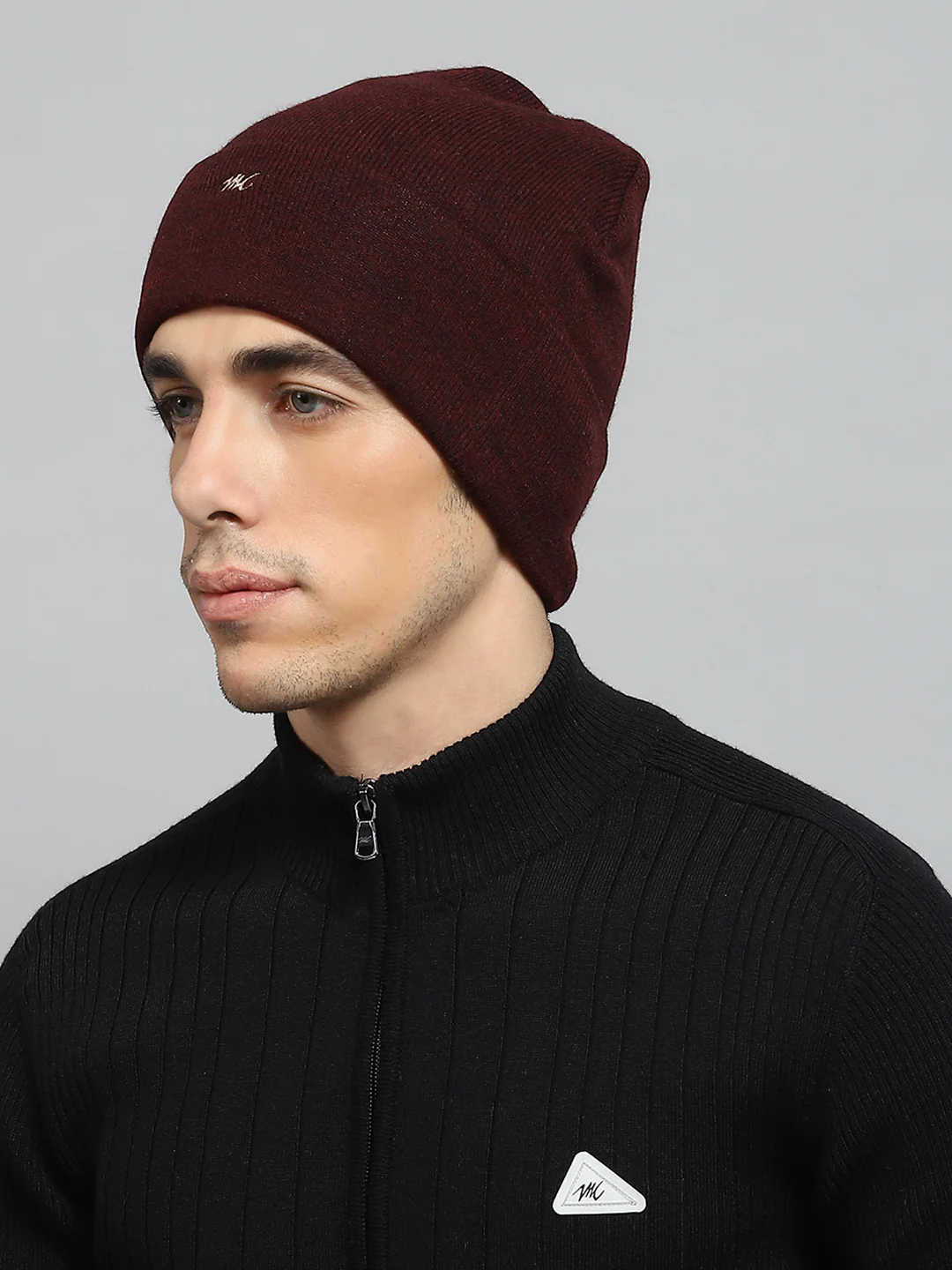 Men Maroon Self Design Cap - Image 3