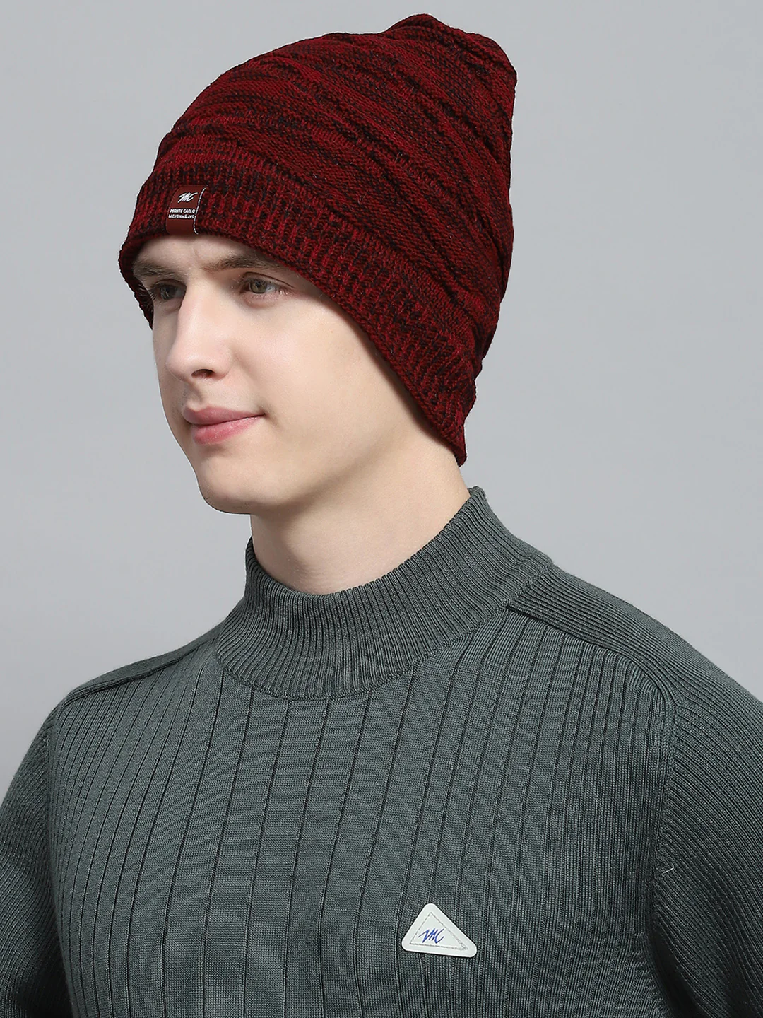 Men Maroon Self Design Cap - Image 3