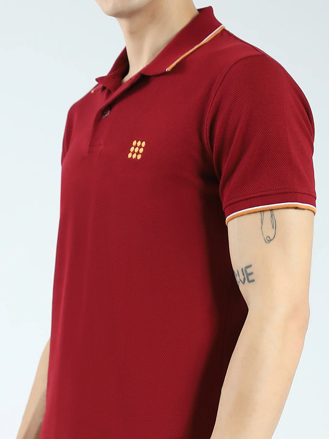Rock.it Men Maroon Self Design Collar Half Sleeve T-Shirt - Image 7