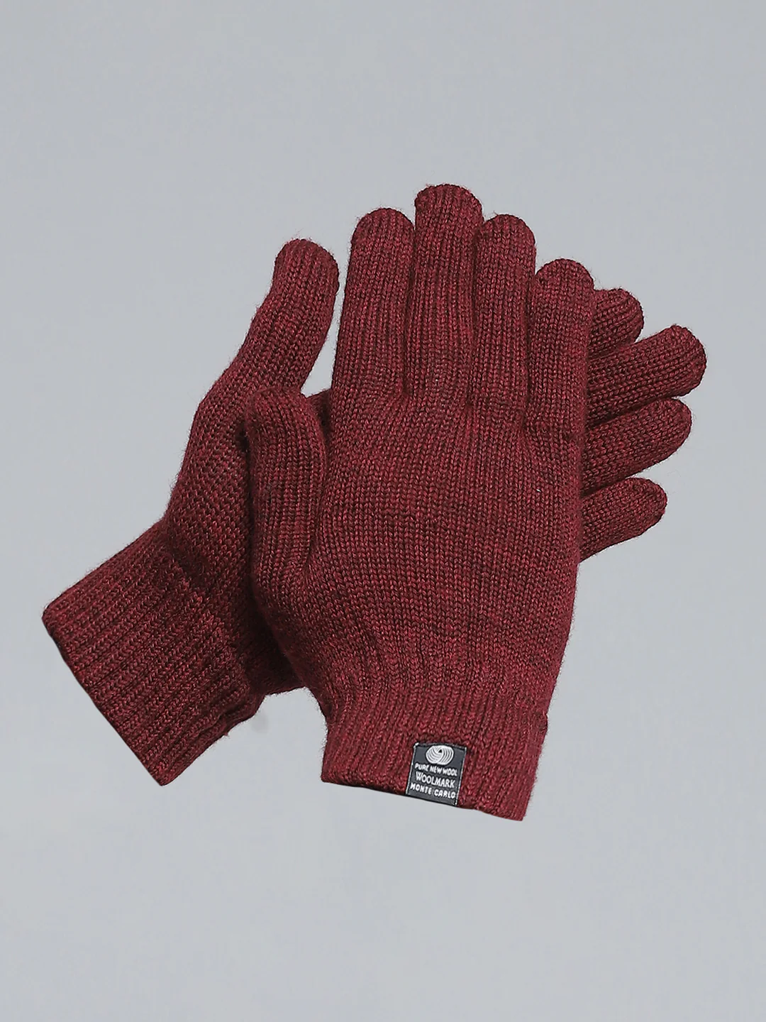 Men Maroon Self Design Gloves - Image 2