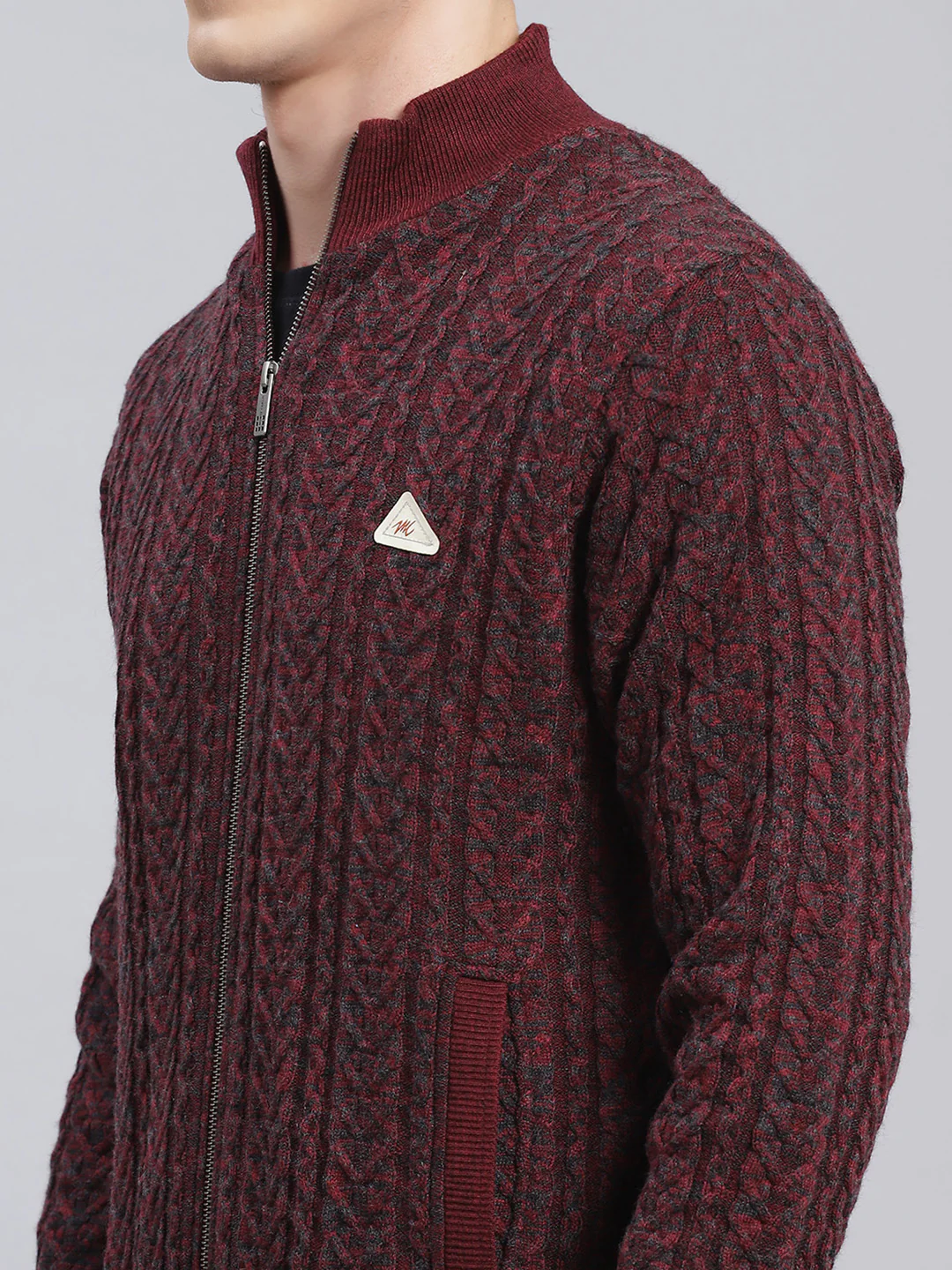 Men Maroon Self Design Wool blend Jacket - Image 6