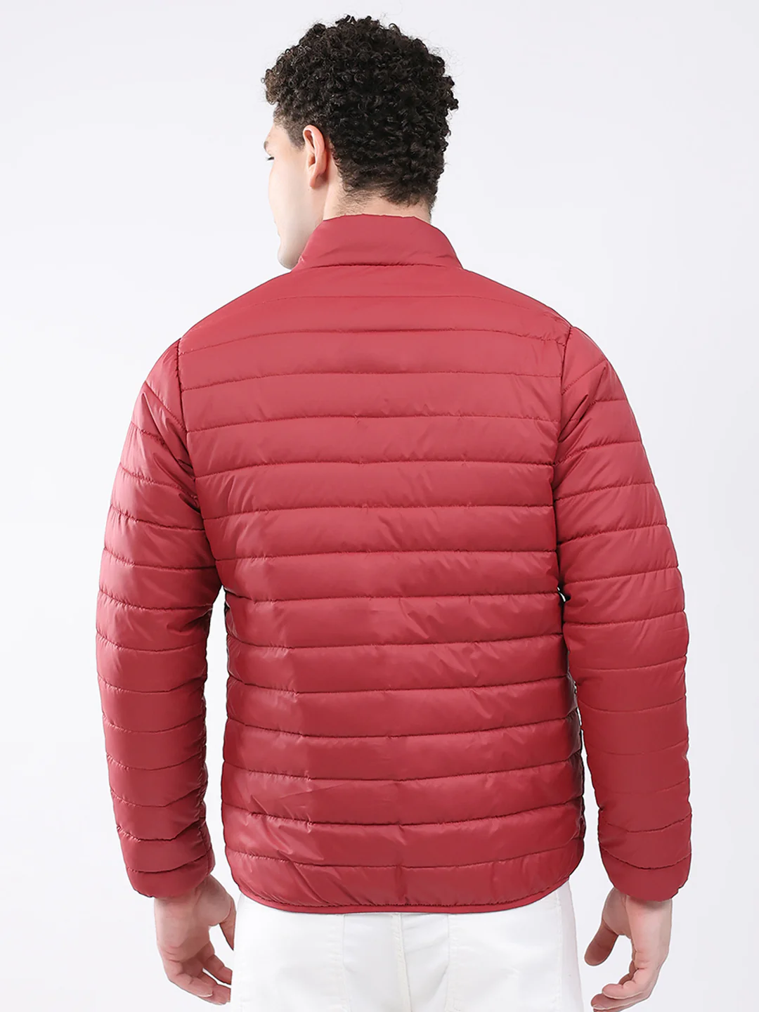 Men Maroon Solid Collar Full Sleeve Jacket - Image 5