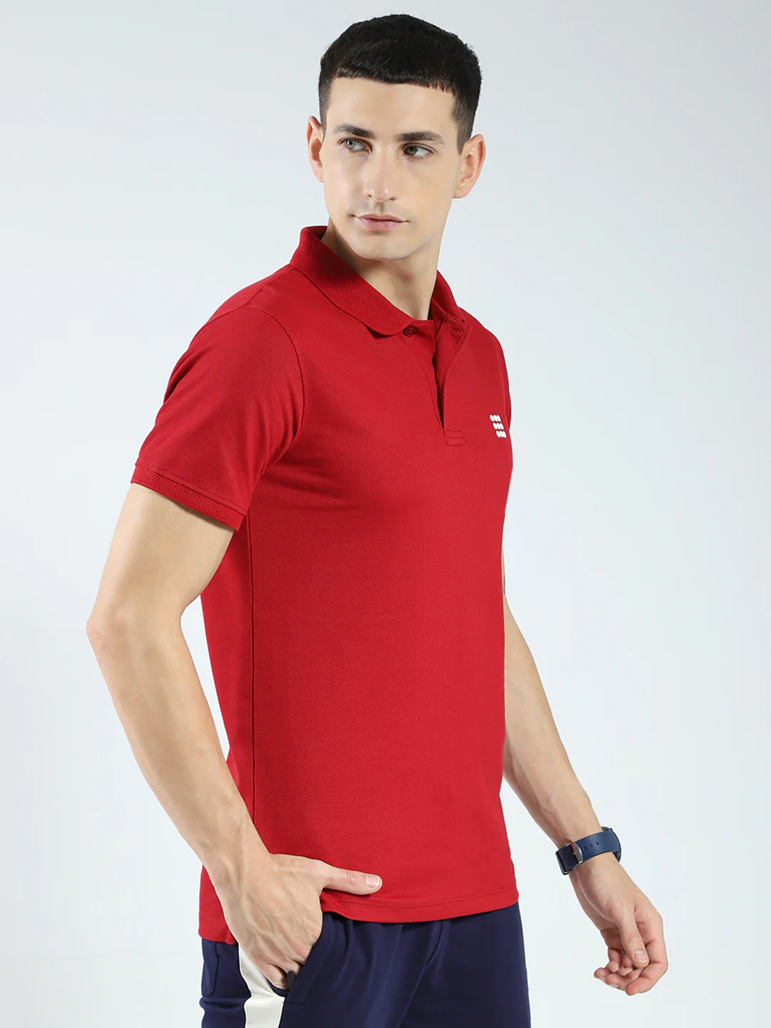 Rock.it Men Maroon Solid Collar Half Sleeve T-Shirt - Image 4