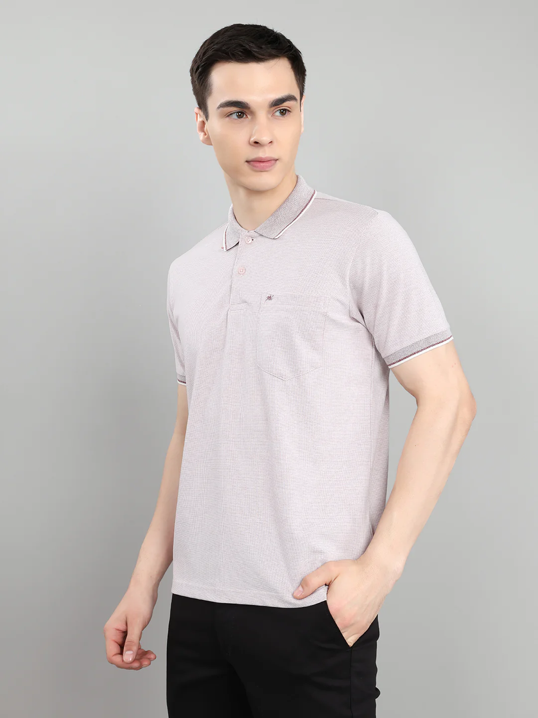 Men Maroon Solid Collar Half Sleeve T-Shirt - Image 3