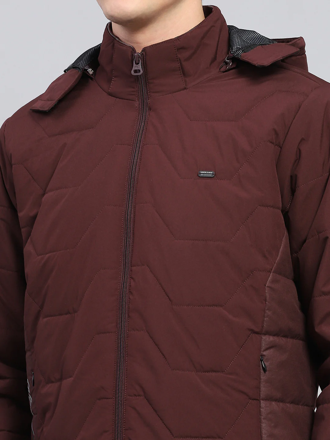 Men Maroon Solid Detachable Hood Full Sleeve Jacket - Image 7