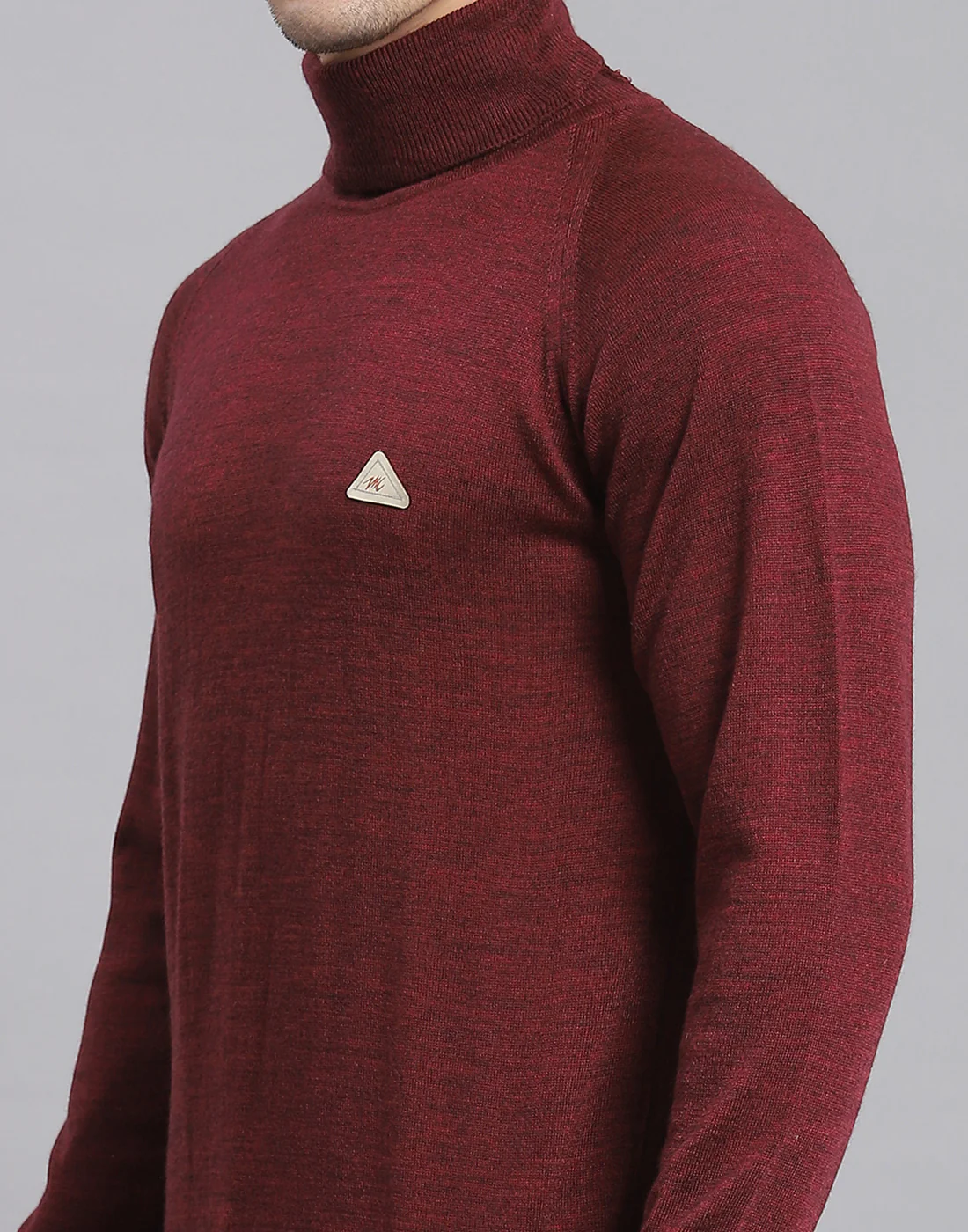 Men Maroon Solid H Neck Full Sleeve Sweater - Image 6