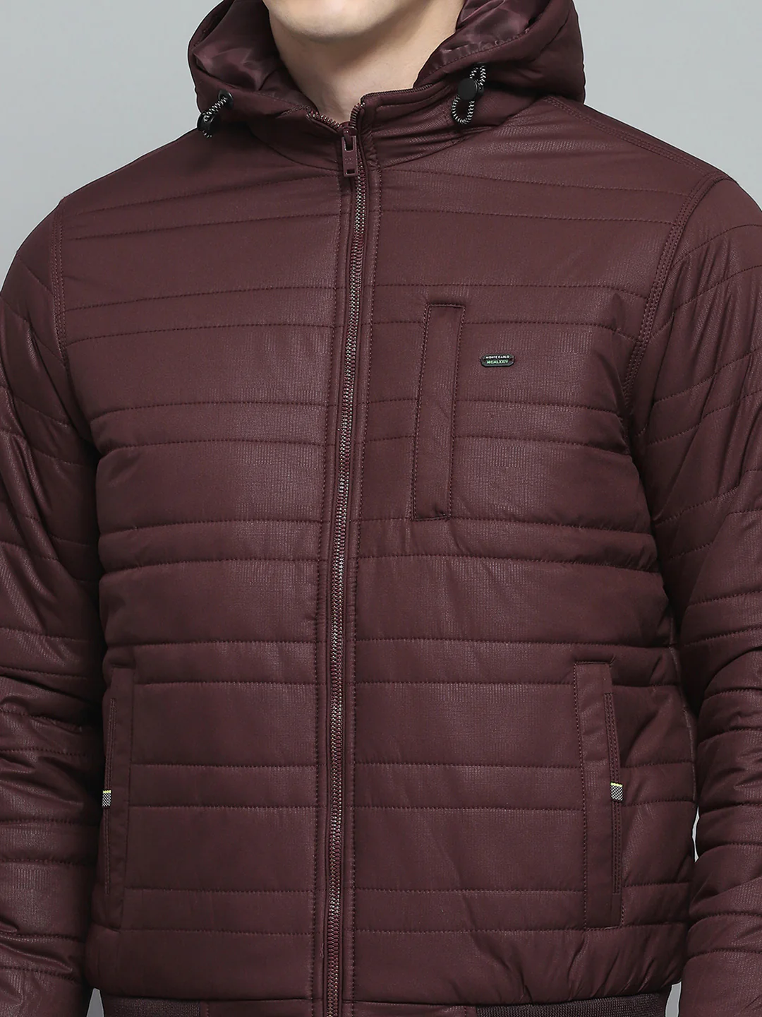 Men Maroon Solid Hooded Full Sleeve Jacket - Image 7