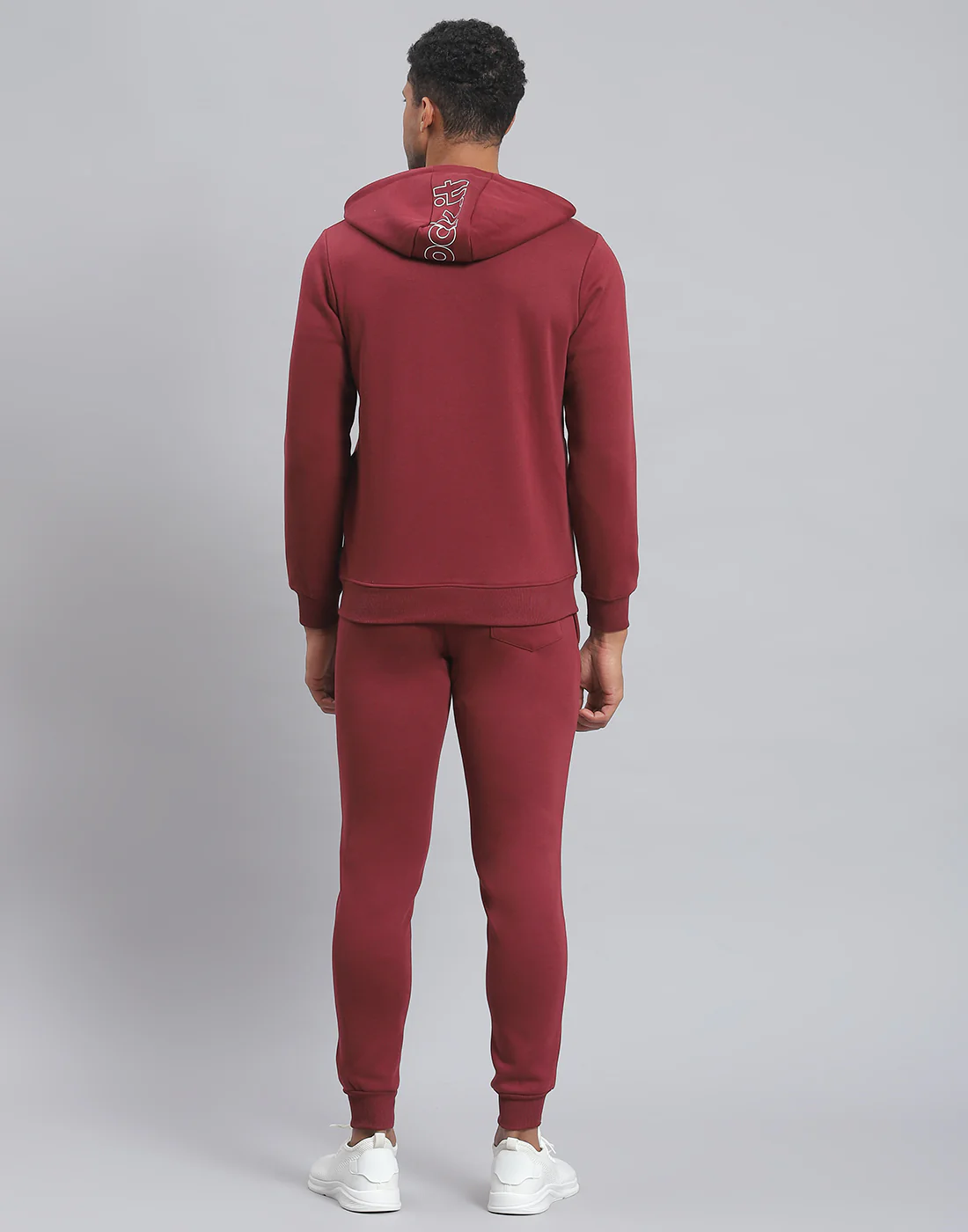 Rock.it Men Maroon Solid Hooded Full Sleeve Tracksuit - Image 5