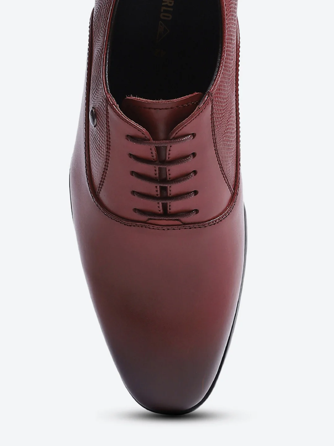 Men Maroon Solid Lace Up Genuine Leather Formal Oxfords - Image 6