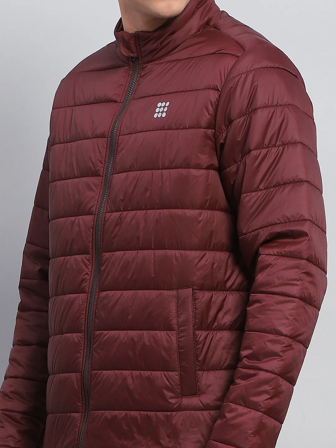 Rock.it Men Maroon Solid Mock Neck Full Sleeve Jacket - Image 7