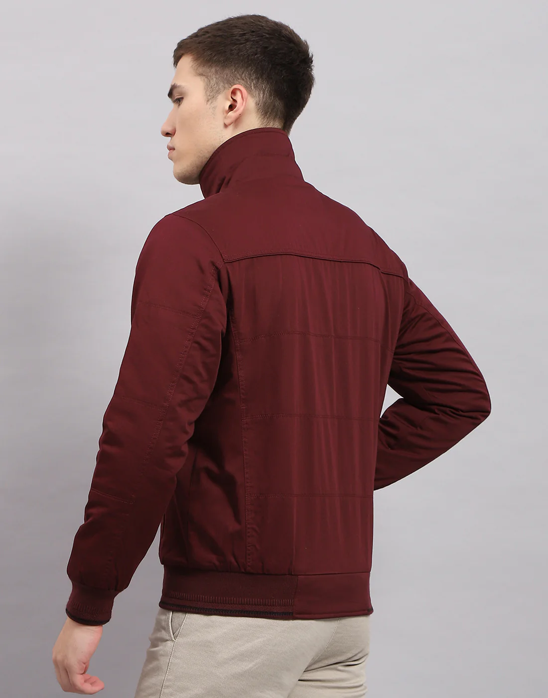 Men Maroon Solid Collar Full Sleeve Jacket - Image 5