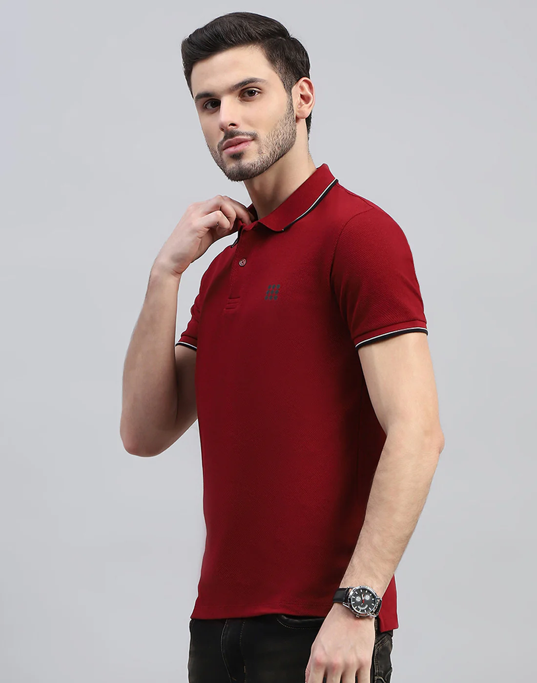 Rock.it Men Maroon Solid Polo Collar Half Sleeve T-Shirt - Image 4