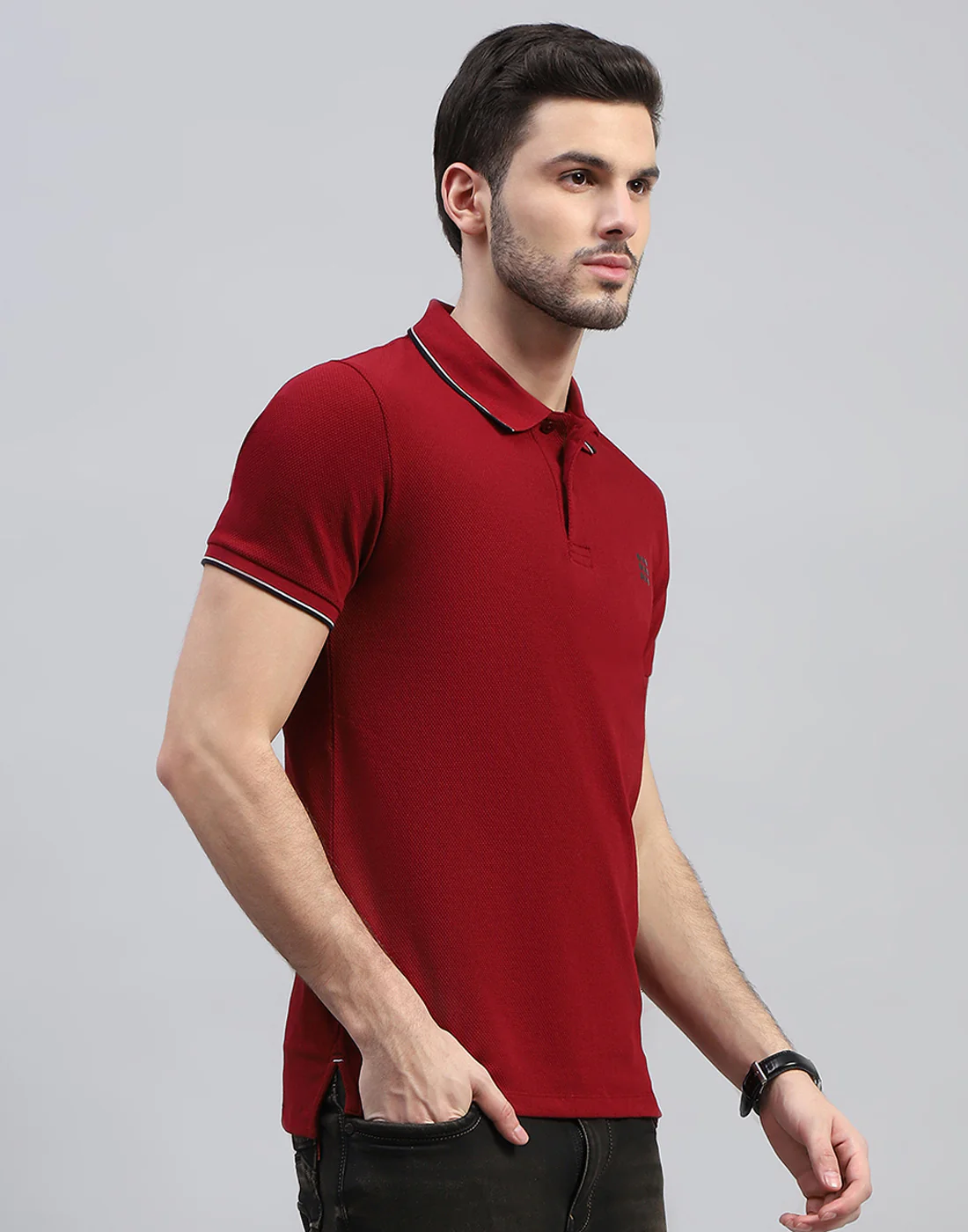 Rock.it Men Maroon Solid Polo Collar Half Sleeve T-Shirt - Image 5