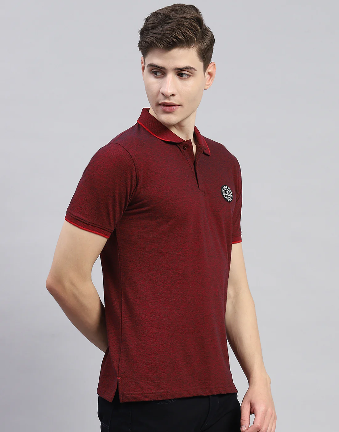 Rock.it Men Maroon Solid Polo Collar Half Sleeve T-Shirt - Image 4