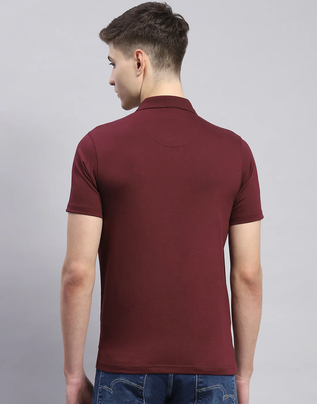 Men Maroon Solid Polo Collar Half Sleeve T-Shirt - Image 5