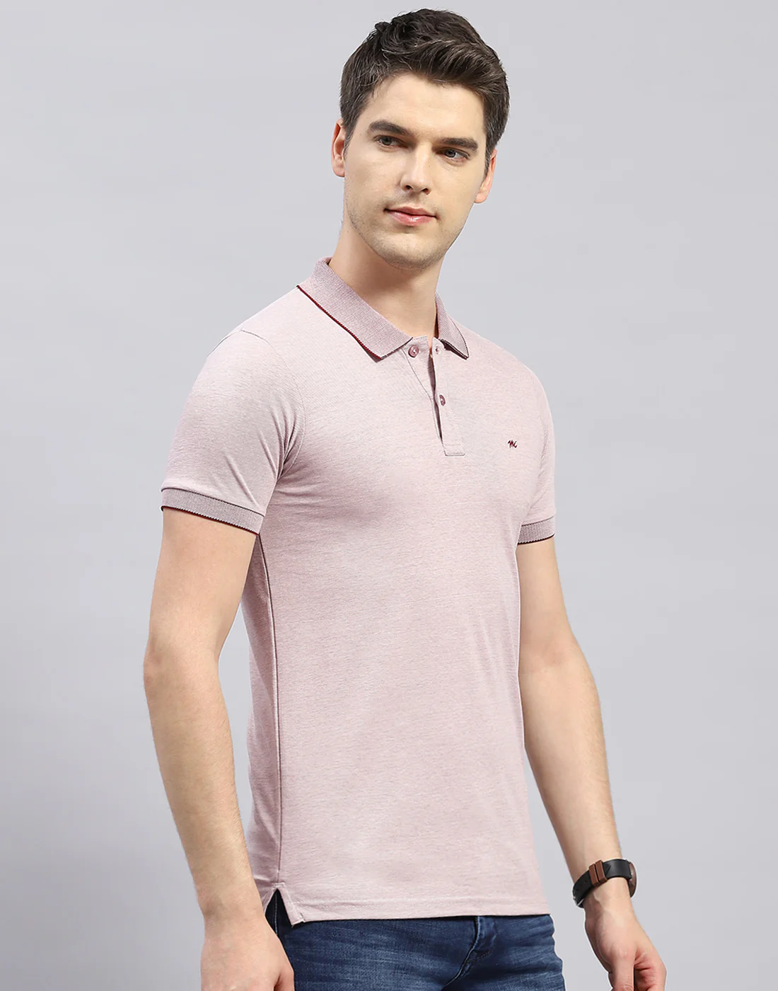 Men Maroon Solid Polo Collar Half Sleeve T-Shirt - Image 5