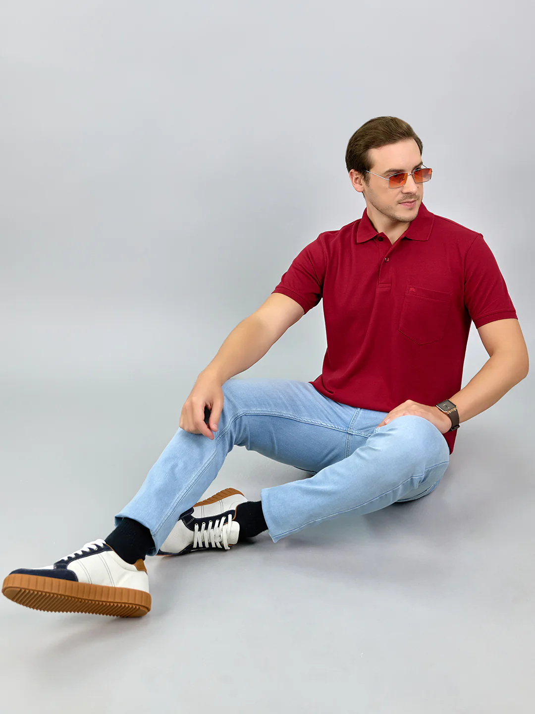 Men Maroon Solid Polo Collar Half Sleeve T-Shirt - Image 7