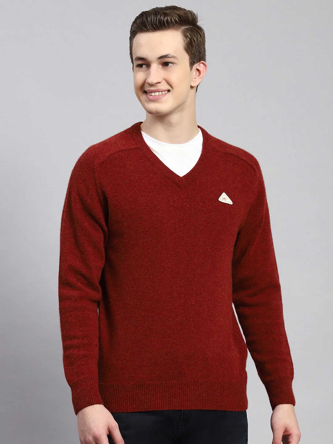 Men Maroon Solid Pullover - Image 2